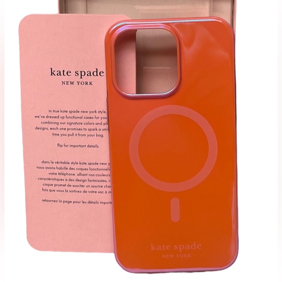 KATE SPADE Pink Iridescent Grapefruit Designer MagSafe iPhone 14 PRO MAX Case - Picture 7 of 8